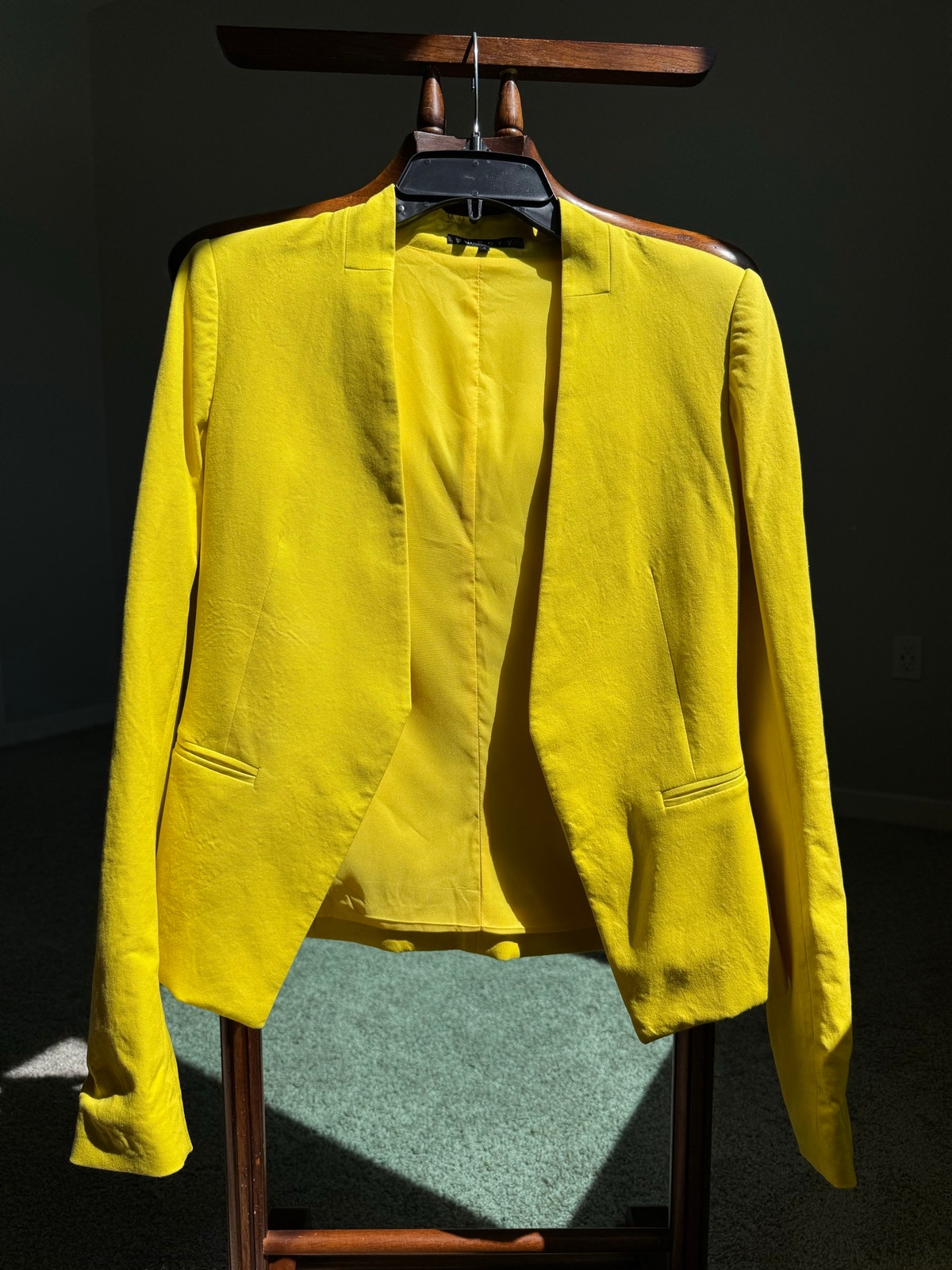 Rare Theory Bright Yellow Open Front Blazer Womenâs Size 2 Career Office Jacket